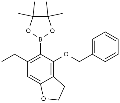 2-(4-(Benzyloxy)-6-ethyl-2,3-dihydrobenzofuran-5-yl)-4,4,5,5-tetramethyl-1,3,2-dioxaborolane Struktur