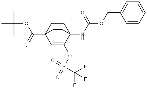 tert-Butyl 4-(((benzyloxy)carbonyl)amino)-3-(((trifluoromethyl)sulfonyl)oxy)bicyclo[2.2.2]oct-2-ene-1-carboxylate Struktur