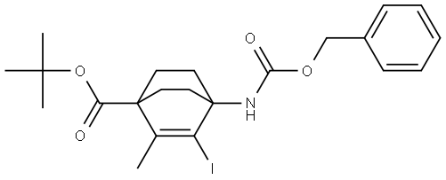 tert-Butyl 4-(((benzyloxy)carbonyl)amino)-3-iodo-2-methylbicyclo[2.2.2]oct-2-ene-1-carboxylate Struktur