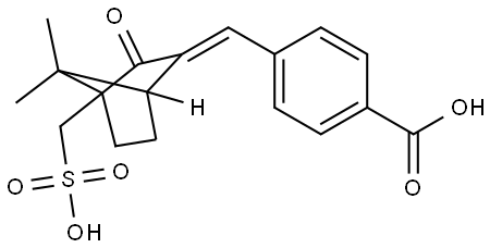 Benzoic acid, 4-[(E)-[7,7-dimethyl-3-oxo-4-(sulfomethyl)bicyclo[2.2.1]hept-2-ylidene]methyl]- Struktur