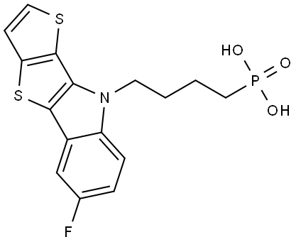 (4-(6-fluoro-9H-thieno[2',3':4,5]thieno[3,2-b]indol-9-yl)butyl)phosphonic acid 结构式