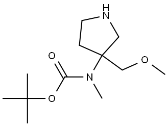 叔丁基(3-(甲氧基甲基)吡咯烷-3-基)(甲基)氨基甲酸酯 结构式