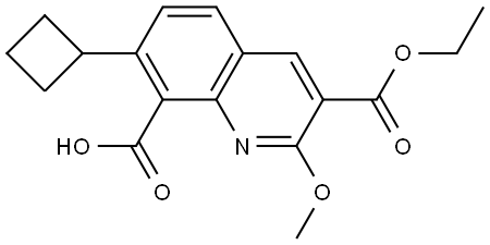 7-Cyclobutyl-3-(ethoxycarbonyl)-2-methoxyquinoline-8-carboxylic acid Struktur