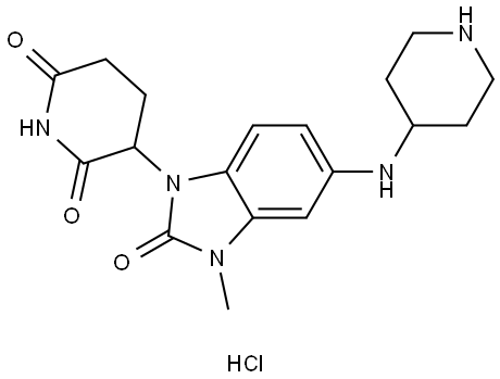 3-(3-Methyl-2-oxo-5-(piperidin-4-ylamino)-2,3-dihydro-1H-benzo[d]imidazol-1-yl)piperidine-2,6-dione hydrochloride Struktur
