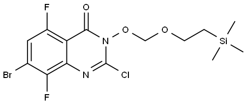 7-Bromo-2-chloro-5,8-difluoro-3-((2-(trimethylsilyl)ethoxy)methoxy)quinazolin-4(3H)-one Struktur