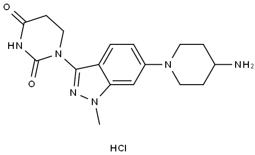 1-(6-(4-Aminopiperidin-1-yl)-1-methyl-1H-indazol-3-yl)dihydropyrimidine-2,4(1H,3H)-dione hydrochloride Struktur