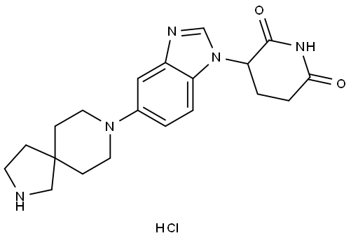 3-(5-(2,8-Diazaspiro[4.5]decan-8-yl)-1H-benzo[d]imidazol-1-yl)piperidine-2,6-dione hydrochloride Struktur