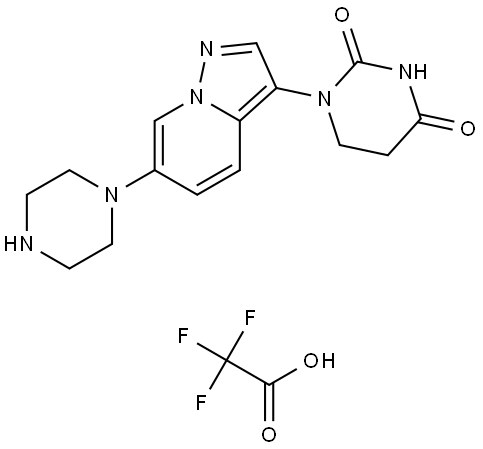 1-(6-(Piperazin-1-yl)pyrazolo[1,5-a]pyridin-3-yl)dihydropyrimidine-2,4(1H,3H)-dione 2,2,2-trifluoroacetate Structure