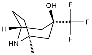 rel-(1R,3S,5S)-1-Methyl-3-(trifluoromethyl)-8-azabicyclo[3.2.1]octan-3-ol Struktur