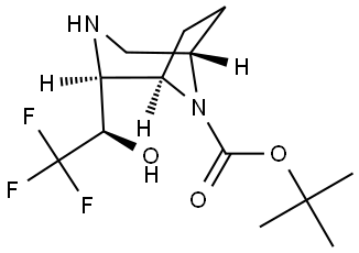 tert-Butyl (1R,2S,5S)-2-((R)-2,2,2-trifluoro-1-hydroxyethyl)-3,8-diazabicyclo[3.2.1]octane-8-carboxylate Structure