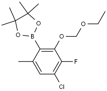 2-(4-Chloro-2-(ethoxymethoxy)-3-fluoro-6-methylphenyl)-4,4,5,5-tetramethyl-1,3,2-dioxaborolane Struktur