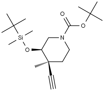 rel-tert-Butyl (3R,4S)-3-((tert-butyldimethylsilyl)oxy)-4-ethynyl-4-methylpiperidine-1-carboxylate Struktur
