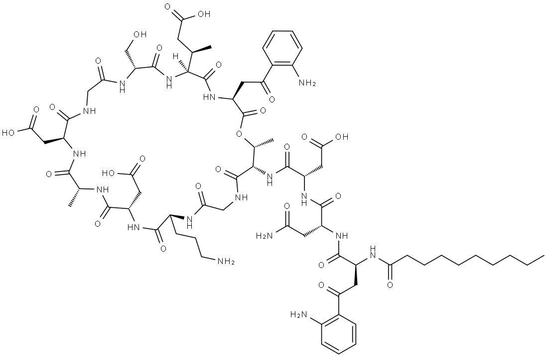Daptomycin, 1-[(αS)-2-amino-γ-oxo-α-[(1-oxodecyl)amino]benzenebutanoic acid]-|达托霉素杂质27