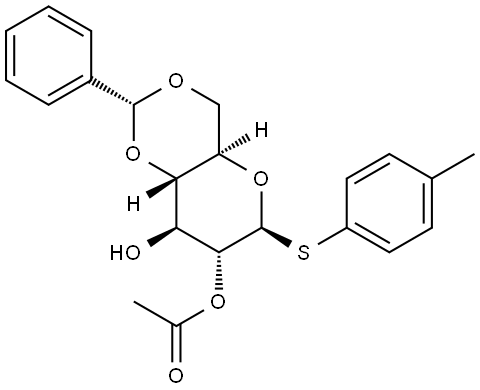 β-D-Glucopyranoside, 4-methylphenyl 4,6-O-[(R)-phenylmethylene]-1-thio-, 2-acetate Structure