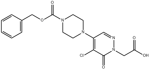 2-[4-{4-[(ベンジルオキシ)カルボニル]ピペラジノ}-5-クロロ-6-オキソ-1(6H)-ピリダジニル]酢酸 化学構造式