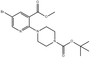 4-[5-ブロモ-3-(メトキシカルボニル)-2-ピリジニル]テトラヒドロ-1(2H)-ピラジンカルボン酸TERT-ブチル 化学構造式