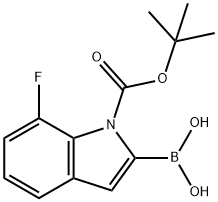 N-(BOC)-7-フルオロインドール-2-ボロン酸 化学構造式
