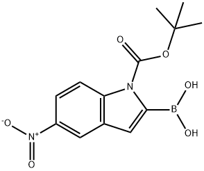 1H-Indole-1-carboxylic acid, 2-borono-5-nitro-, 1-(1,1-dimethylethyl) ester Structure