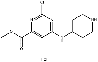 Methyl 2-chloro-6-(4-piperidylaMino)pyriMidine-4-carboxylate hydrochloride,1000207-43-1,结构式