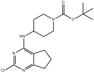 4-(2-氯-6,7-二氢-5H-环戊二烯[D]嘧啶-4-基氨基)哌啶-1-羧酸酯 叔丁基, 1000207-52-2, 结构式