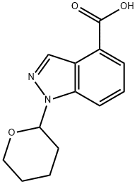 1-(TETRAHYDRO-2H-PYRAN-2-YL)-1H-INDAZOLE-4-CARBOXYLIC ACID, 1000576-23-7, 结构式
