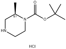 (2R)-2-甲基-1-哌嗪甲酸叔丁酯盐酸盐 结构式