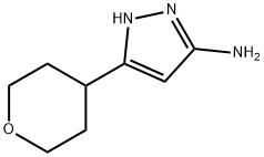 5-(テトラヒドロ-2H-ピラン-4-イル)-1H-ピラゾール-3-アミン 化学構造式