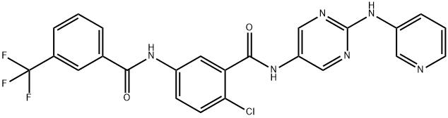 BenzaMide, 2-chloro-N-[2-(3-pyridinylaMino)-5-pyriMidinyl]-5-[[3-(trifluoroMethyl)benzoyl]aMino]- Structure