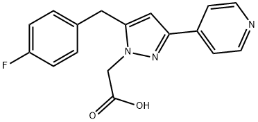 2-(5-(4-fluorobenzyl)-3-(pyridin-4-yl)-4,5-dihydro-1H-pyrazol-1-yl)acetic acid Struktur