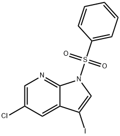 1H-Pyrrolo[2,3-b]pyridine, 5-chloro-3-iodo-1-(phenylsulfonyl)- Struktur
