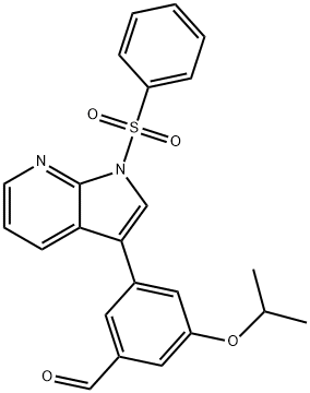 Benzaldehyde, 3-(1-Methylethoxy)-5-[1-(phenylsulfonyl)-1H-pyrrolo[2,3-b]pyridin-3-yl]- Structure