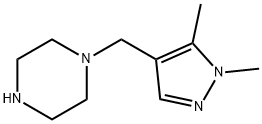 1-[(1,5-ジメチル-1H-ピラゾール-4-イル)メチル]ピペラジン 化学構造式