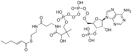 S-[2-[3-[[4-[[[(2R,3S,4R,5R)-5-(6-aminopurin-9-yl)-4-hydroxy-3-phosphonooxyoxolan-2-yl]methoxy-hydroxyphosphoryl]oxy-hydroxyphosphoryl]oxy-2-hydroxy-3,3-dimethylbutanoyl]amino]propanoylamino]ethyl] (E)-hex-2-enethioate Structure