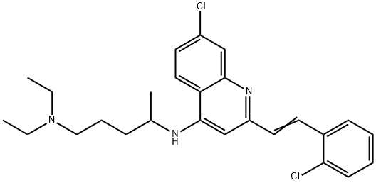 7-クロロ-2-(o-クロロスチリル)-4-[[4-(ジエチルアミノ)-1-メチルブチル]アミノ]キノリン 化学構造式