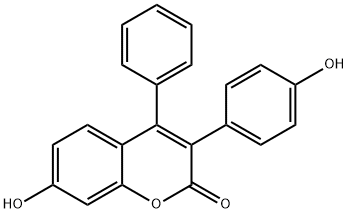 7-hydroxy-4-phenyl-3-(4-hydroxyphenyl)coumarin 结构式