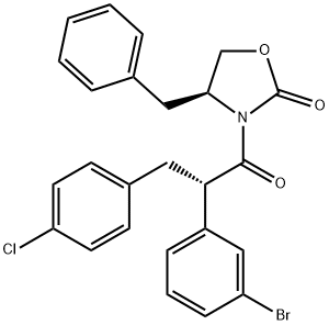 (S)-4-benzyl-3-((S)-2-(3-broMophenyl)-3-(4-chlorophenyl)propanoyl)oxazolidin-2-one Struktur