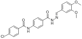 Benzoic acid, 4-((4-chlorobenzoyl)amino)-, ((3,4-dimethoxyphenyl)methy lene)hydrazide Structure