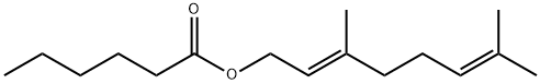 カプロン酸[(E)-3,7-ジメチル-2,6-オクタジエン-1-イル] 化学構造式