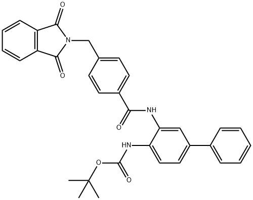 N-[3-[[4-[(1,3-二氢-1,3-二氧代-2H-异吲哚-2-基)甲基]苯甲酰基]氨基][1,1'-联苯]-4-基]氨基甲酸叔丁酯,1003316-11-7,结构式
