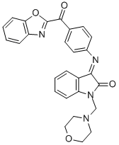 1,3-Dihydro-3-((4-(2-benzoxazoyl)phenyl)imino)-1-(4-morpholinylmethyl) -2H-indol-2-one Structure