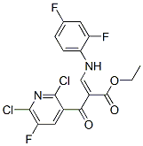Ethyl-2-(2,6-dichlor-5-fluorpyridin-3-carbonyl)-3-(2,4-difluorphenylamino)-acrylat Struktur
