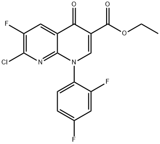 甲酸乙酯1-(2,4-二氟苯基)-7-氯-6-氟-4-氧代羟基吡啶[2,3-B]吡啶-3-羧酸, 100491-29-0, 结构式