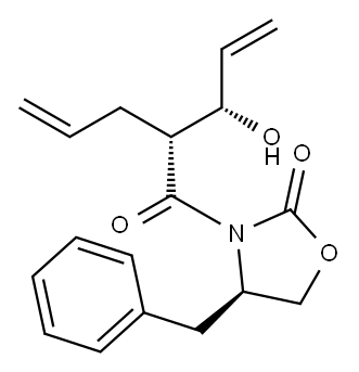(4R)-3-[(2R,3S)-3-Hydroxy-1-oxo-2-(2-propen-1-yl)-4-penten-1-yl]-4-(phenylMethyl)-2-oxazolidinone Struktur