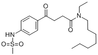 N-乙基-N-庚基-4-[(甲磺酰氨基)苯基]-4-氧代丁酰胺 结构式