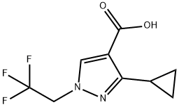 3-シクロプロピル-1-(2,2,2-トリフルオロエチル)-1H-ピラゾール-4-カルボン酸 化学構造式