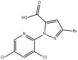 1H-PYRAZOLE-5-CARBOXYLIC ACID, 3-BROMO-1-(3,5-DICHLORO-2-PYRIDINYL)- 结构式