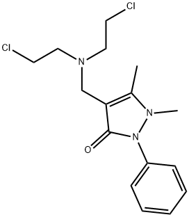 4-[[Bis(2-chloroethyl)amino]methyl]-1,2-dihydro-1,5-dimethyl-2-phenyl-3H-pyrazol-3-one 结构式