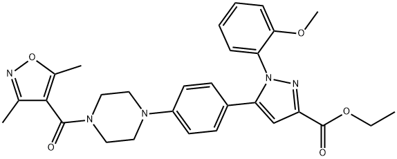 ETHYL 5-(4-(4-(3,5-DIMETHYLISOXAZOLE-4-CARBONYL)PIPERAZIN-1-YL)PHENYL)-1-(4-METHOXYPHENYL)-1H-PYRAZOLE-3-CARBOXYLATE Struktur