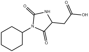 (1-シクロヘキシル-2,5-ジオキソイミダゾリジン-4-イル)酢酸 化学構造式