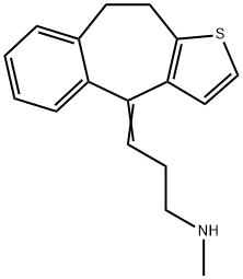 9,10-ジヒドロ-4-[3-メチルアミノプロピリデン]-4H-ベンゾ[4,5]シクロヘプタ[1,2-b]チオフェン 化学構造式